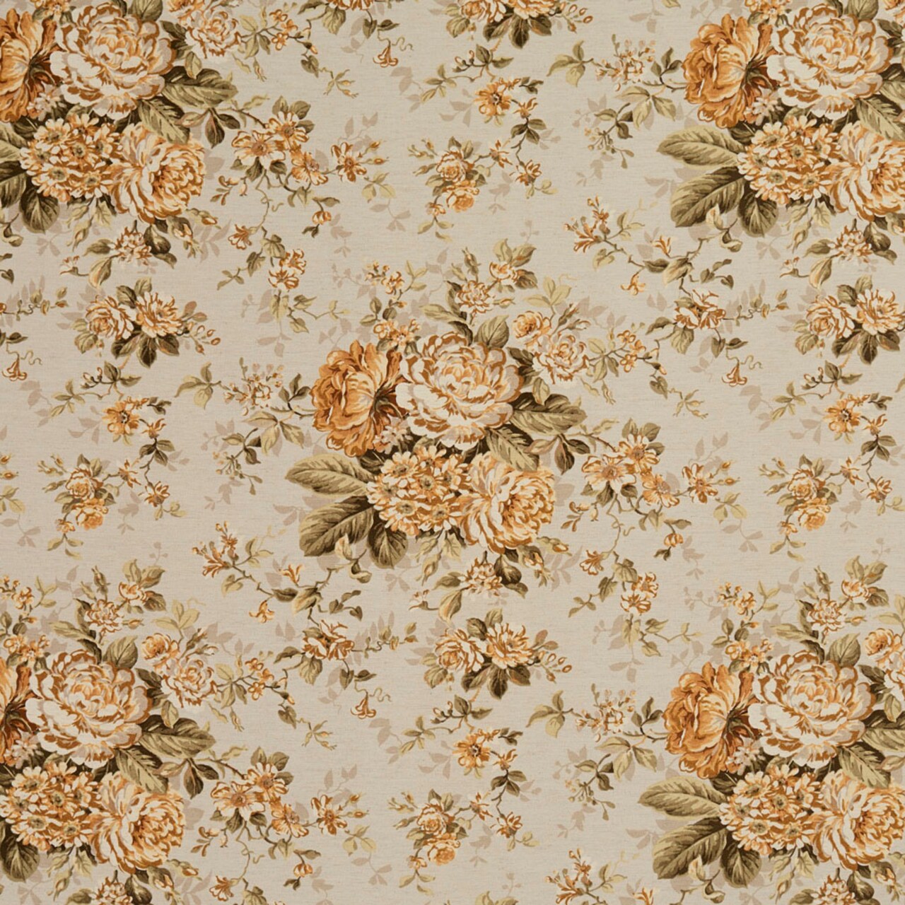 Upholstery Fabric - Gold & Yellow Floral Upholstery Fabric 54 Inches"